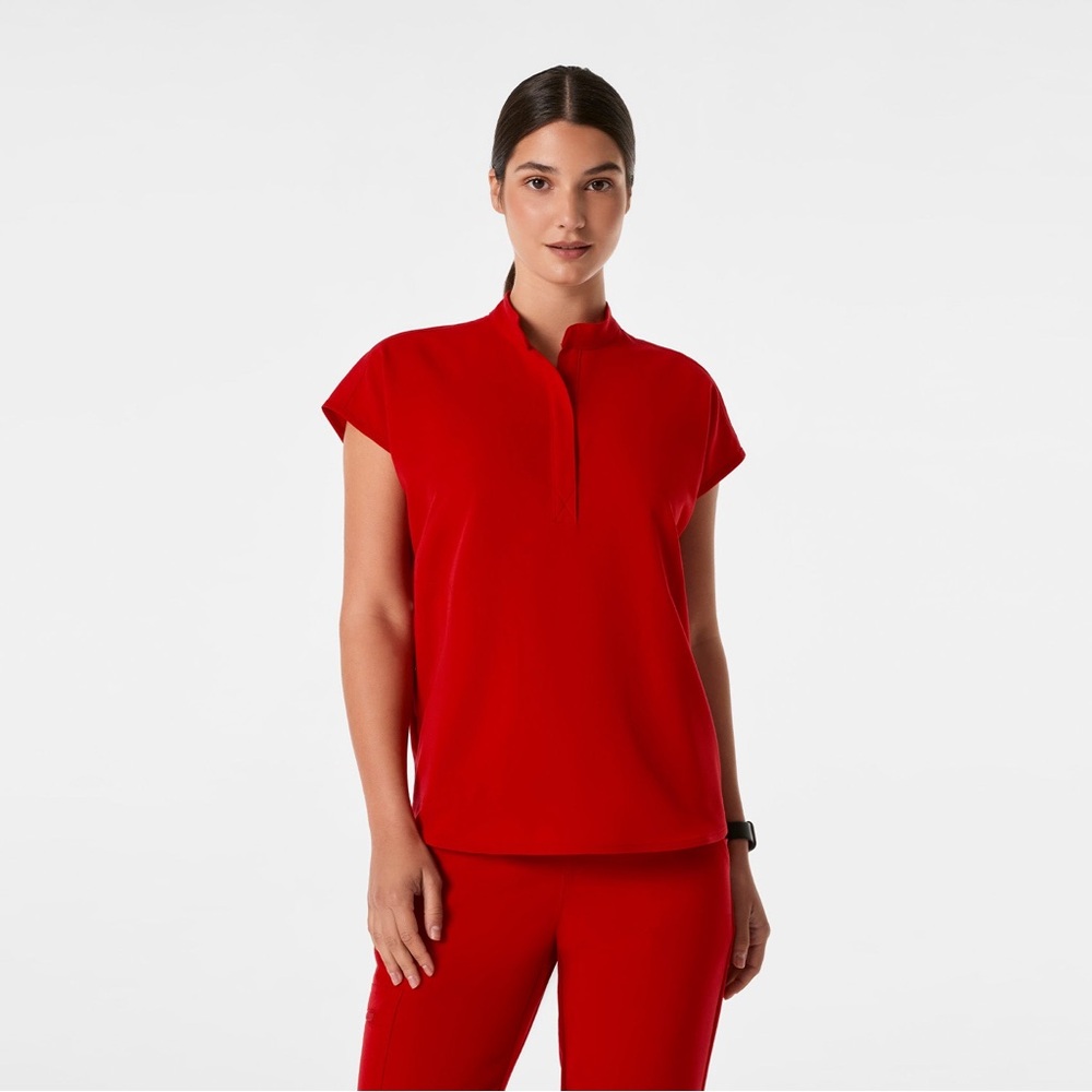 Figs Red Medical Scrub Top